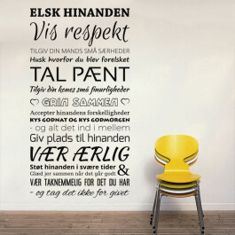 Elsk hinanden wallsticker