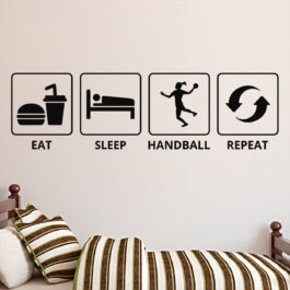 Eat sleep handball repeat for pigen der elsker håndbold wallsticker