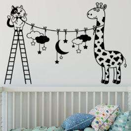 Giraf med stjenehimmel wallsticker. Sød wallstickers til børneværelset