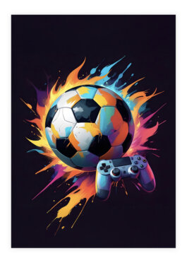Plakat med fodbold og gaming
