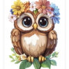 Plakat med en blomsterrig ugle